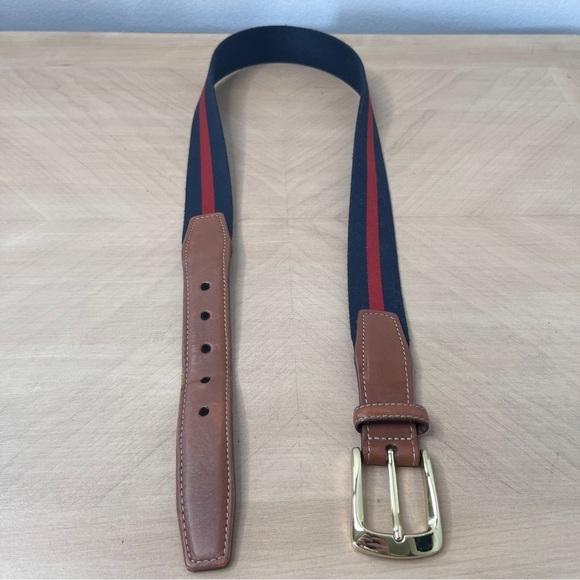 Torino Woven European Ribbed Striped Surcingle Belt Navy/Red Men's Size Medium - Picture 4 of 9